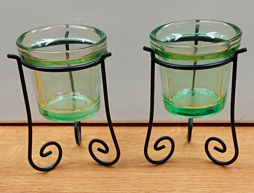 Teelichthalter glas grün - 2x,