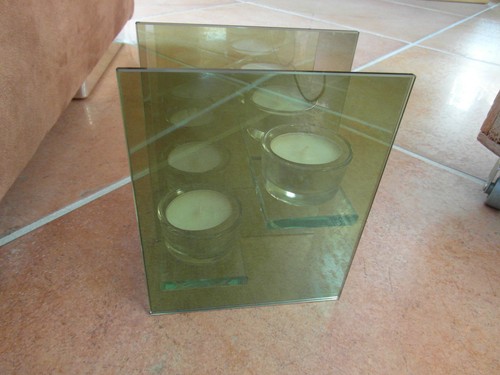 Teelichthalter glas grünlich - teelichthalter,