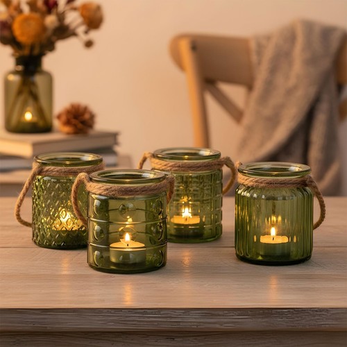 4er set windlicht glas - set,