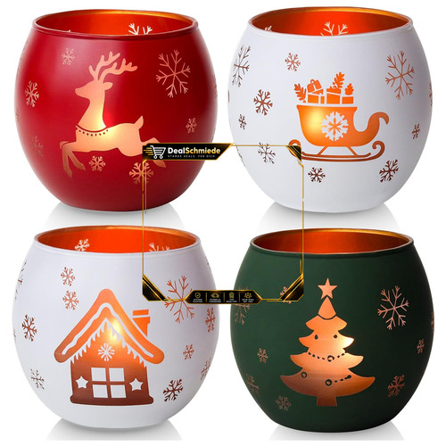 Teelichthalter 4er set - 4er, glas