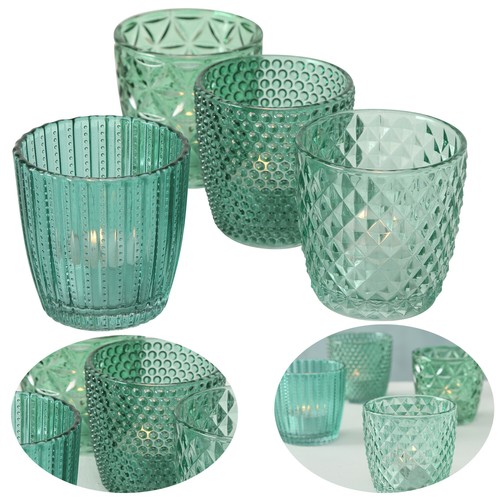 Glas teelicht halter grün - 4x, teelicht-halter