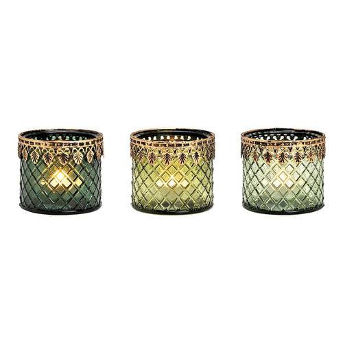 Windlicht aus glas grün gold - grün,