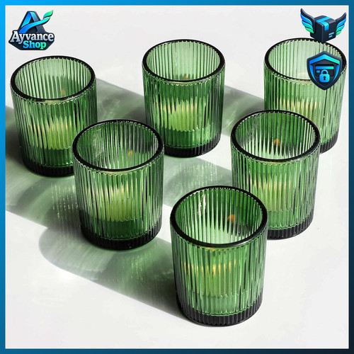 Teelichthalter glas gerippt - glas,