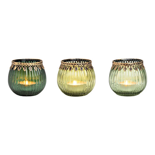 Windlicht aus glas grün - windlicht, gold