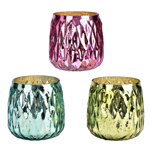 3er set windlicht - windlicht, metallic