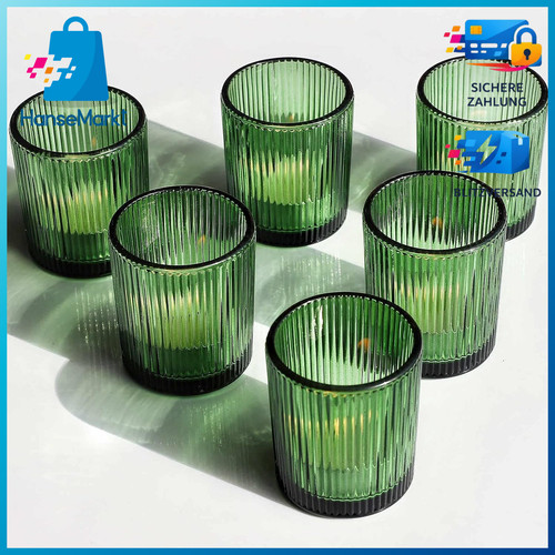 Teelichthalter glas gerippt - glas,
